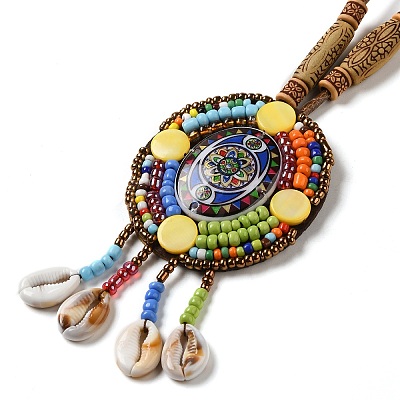 Bohemian Seashell Hemp Rope Necklace with Tassel Pendant for Women DK8387-2-1