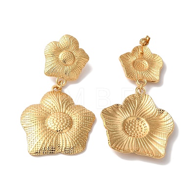 Flower Ion Plating(IP) 304 Stainless Steel Stud Earrings for Women EJEW-L287-031G-1