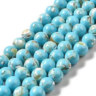 Synthetic Turquoise and Sea Shell Assembled Beads Strands G-D482-01C-07-1