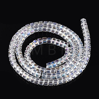 AB Color Plated Transparent Glass Beads Strands GLAA-T026-2x4mm-T06-1