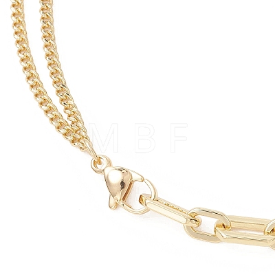 Natural Pearl Round Tassel Brass Twisted Chain Cable Chain Lariat Necklaces NJEW-JN05843-1
