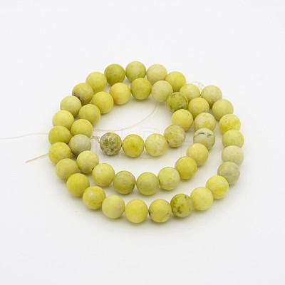 Natural Lemon Jade Round Bead Strands G-P070-36-6mm-1