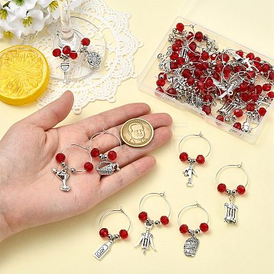 40Pcs 20 Style Glass Wine Glass Charms AJEW-CJ00015-1