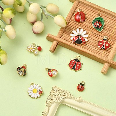 50Pcs 10 Styles Alloy Enamel Pendants ENAM-CJ0005-36-1