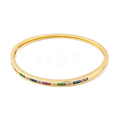Brass Pave Colorful Cubic Zirconia Hinged Bangles for Women BJEW-S147-07G-03-1