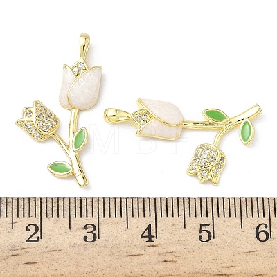 Brass Micro Pave Cubic Zirconia with Enamel Pendants KK-Z134-05G-01-1