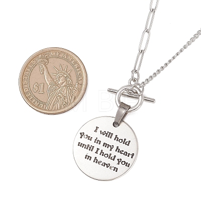 Alloy Disc with Word Pendant 304 Stainless Steel Mixed Chain OT Necklaces NJEW-JN05867-1