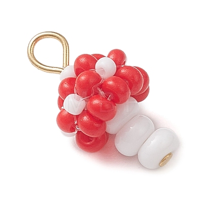 Beaded Mushroom Charms PALLOY-MZ01205-1