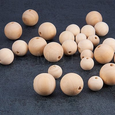 Round Unfinished Wood Beads WOOD-PH0004-02-NF-1