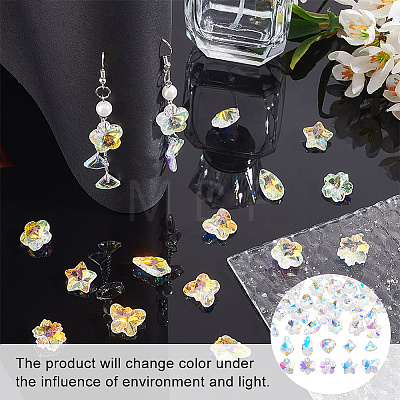 AHADERMAKER 60Pcs 10 Style Faceted Glass Pendants GLAA-GA0001-62-1