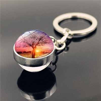 Glass Double-sided Ball Keychain PW-WG8BA2D-14-1