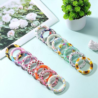 5Pcs Ring Food Grade Eco-Friendly Silicone Focal Beads JX894O-1