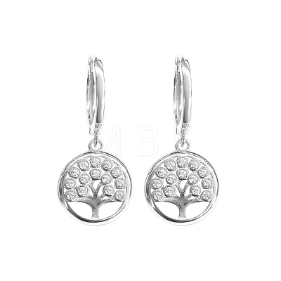 925 Sterling Silver Tree of Life Hoop Earrings ND7706-2-1