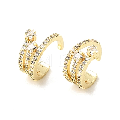 Brass Micro Pave Cubic Zirconia Cuff Earrings for Women CU-CBAE7DF-31G-1