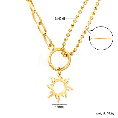 304 Stainless Steel Sun Pendant Necklaces for Women WGEC704-02-1