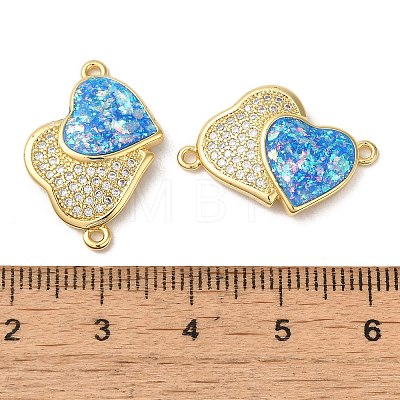 Rack Plating Brass Micro Pave Clear Cubic Zirconia Connector Charms KK-P268-20G-03-1