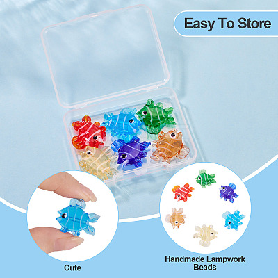 6Pcs 6 Colors Handmade Lampwork Beads Strands LAMP-TA0002-44-1