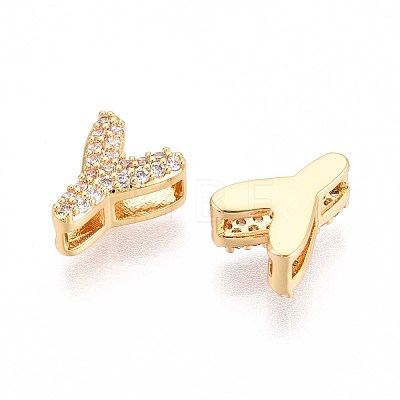 Brass Micro Pave Clear Cubic Zirconia Beads KK-T071-17G-Y-1
