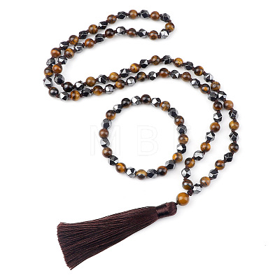 Natural Hematite Round Beaded Pendant Necklaces & Bracelets Sets FS-WG9D102-27-1