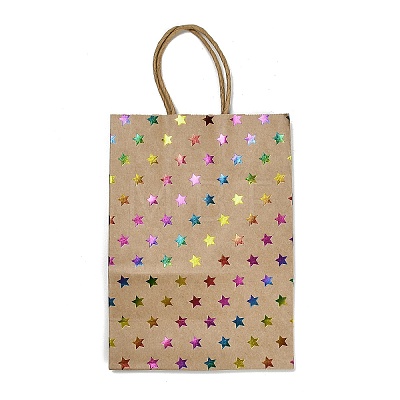 Rainbow Color Stamping Kraft Paper Gift Tote Bags ABAG-K005-01A-1