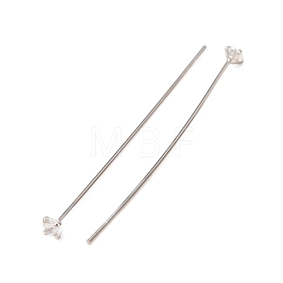Brass Micro Pave Cubic Zirconia Stud Earring Findings CU-CBA4618-01P-01-1