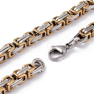 Vacuum Plating 201 Stainless Steel Byzantine Chain Necklaces NJEW-I248-03A-GP-1