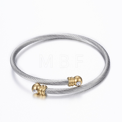 Trendy 304 Stainless Steel Torque Bangles & Rings Sets SJEW-H073-10A-1