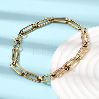 304 Stainless Steel Paperclip Chains Bracelet & Necklace Jewelry Sets SJEW-L199-15G-1