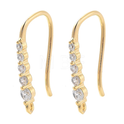 Brass Micro Pave Clear Cubic Zirconia Earring Hooks KK-G516-06G-1