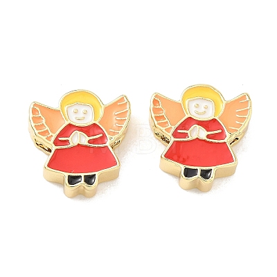 Christmas Brass Enamel Beads KK-I474-G12-1