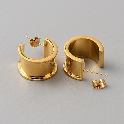 Stainless Steel Round Stud Earring Finding STAS-WH0016-55G-1