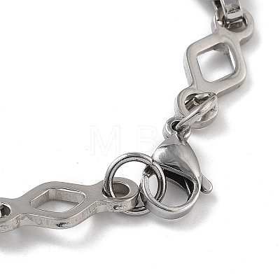 Anti-Tarnish 201 Stainless Steel Column & Rhombus Link Chain Necklace & Bracelets Set SJEW-G083-06P-1