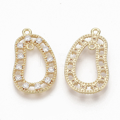 Brass Micro Pave Clear Cubic Zirconia Links ZIRC-Q021-055G-NF-1