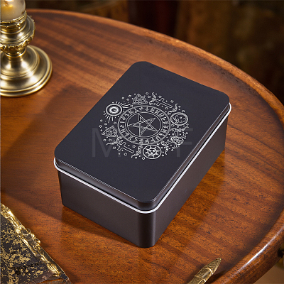 Cross & Star Printed Iron Tarot Card Collection Boxes AJEW-CN0007-91B-1