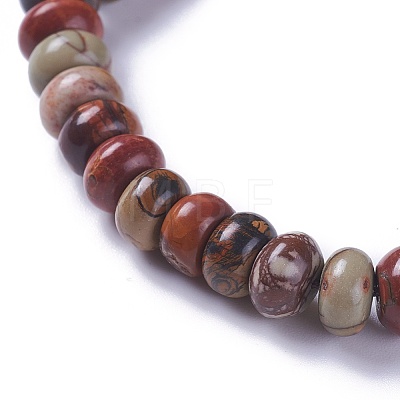 Adjustable Natural Polychrome Jasper/Picasso Stone/Picasso Jasper Braided Bead Bracelets BJEW-F369-A03-1