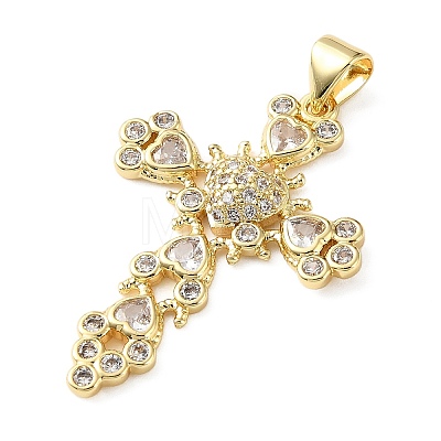 Brass Micro Pave Cubic Zirconia Pendants KK-H279-09G-03-1