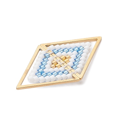 Glass Seed Beaded Connector Charms PALLOY-MZ01110-02-1