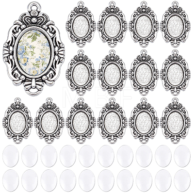 30Pcs Tibetan Style Alloy Pendant Cabochon Settings DIY-UN0008-63AS-1
