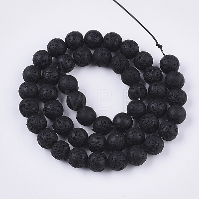 Spray Painted Natural Lava Rock Beads Strands G-N0324-D-01-1