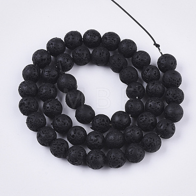 Spray Painted Natural Lava Rock Beads Strands G-N0324-D-01-1