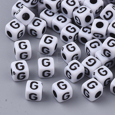 White Opaque Acrylic Beads LS-X-MACR-R869-02G-1