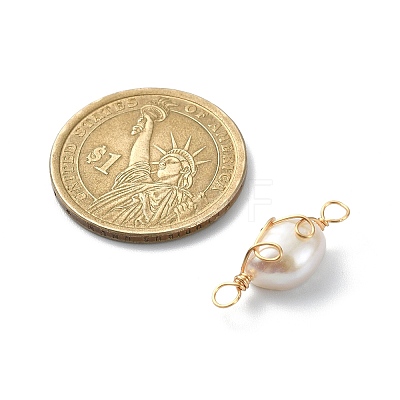 Grade AA Natural Cultured Freshwater Pearl Connector Charms PALLOY-JF02071-1