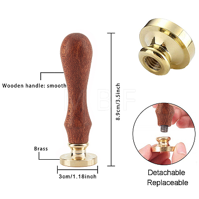 Brass Wax Seal Stamp with Handle AJEW-WH0184-0668-1