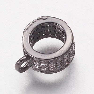Brass Cubic Zirconia Tube Bails KK-P134-63B-1