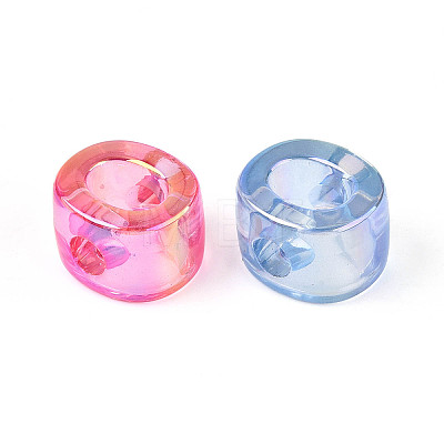 UV Plating Transparent Acrylic European Beads OACR-M027-02O-1