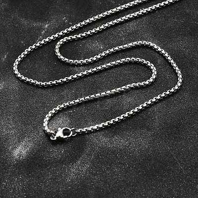 Tarnish Resistant 304 Stainless Steel Box Chain Necklaces X-NJEW-P244-01P-1