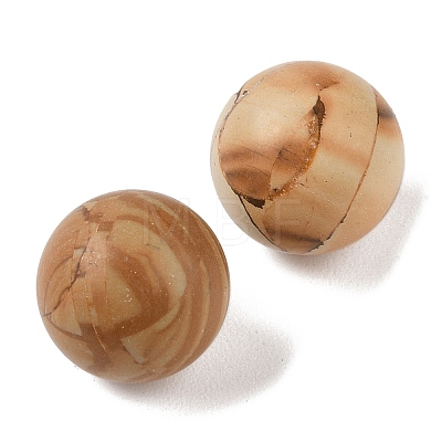 Natural Wood Lace Stone No Hole Sphere Beads G-K353-04C-23-1