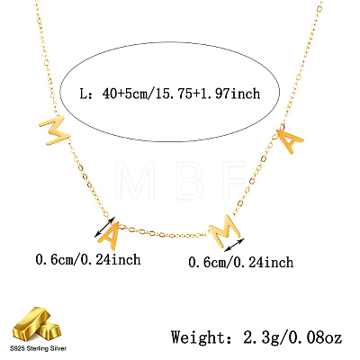 Stylish 925 Silver MAMA Letter Link Chain Necklaces for Mother's Day Gift ON4578-4-1