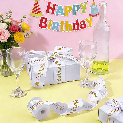 10Yards Polyester Happy Birthday Ribbon OCOR-FG0003-41C-1