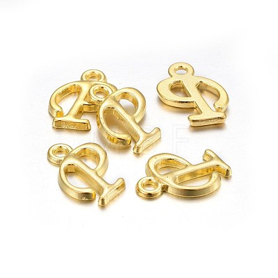 Golden Plated Alloy Letter Pendants X-PALLOY-J718-01G-P-1